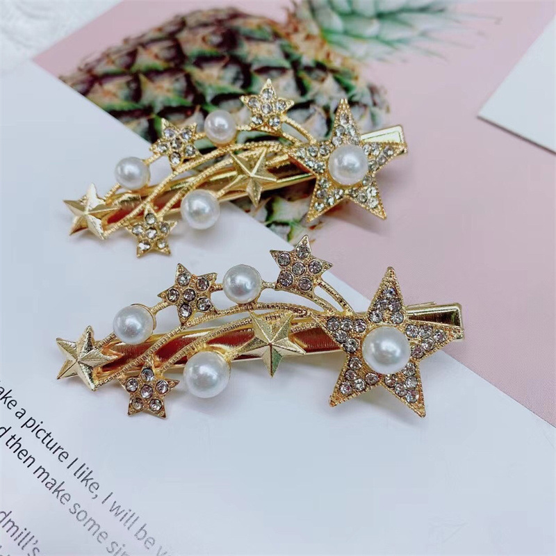 New Korean Style Fashion Trending Alloy Duckbill Clip Temperament Side Clip Rhinestone Hairpin