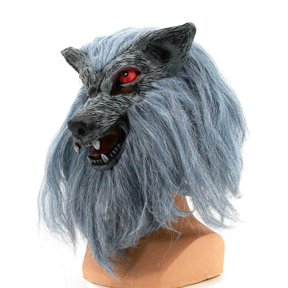 万圣节面具狼头头套带獠牙恐怖魔鬼化装舞会道具鬼节动物面具
