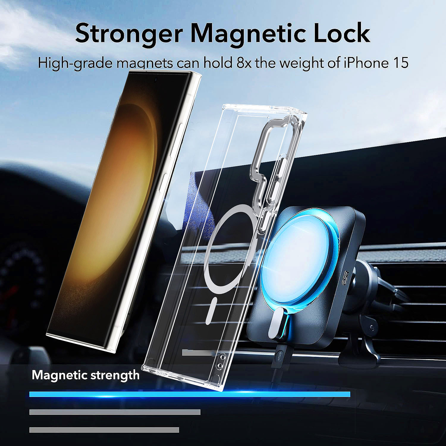 Amazon Applicable S23ultra Light Shadow Magnetic Suction Phone Case Hardware Camera Ring Samsung S24u Drop-Resistant Protective Case