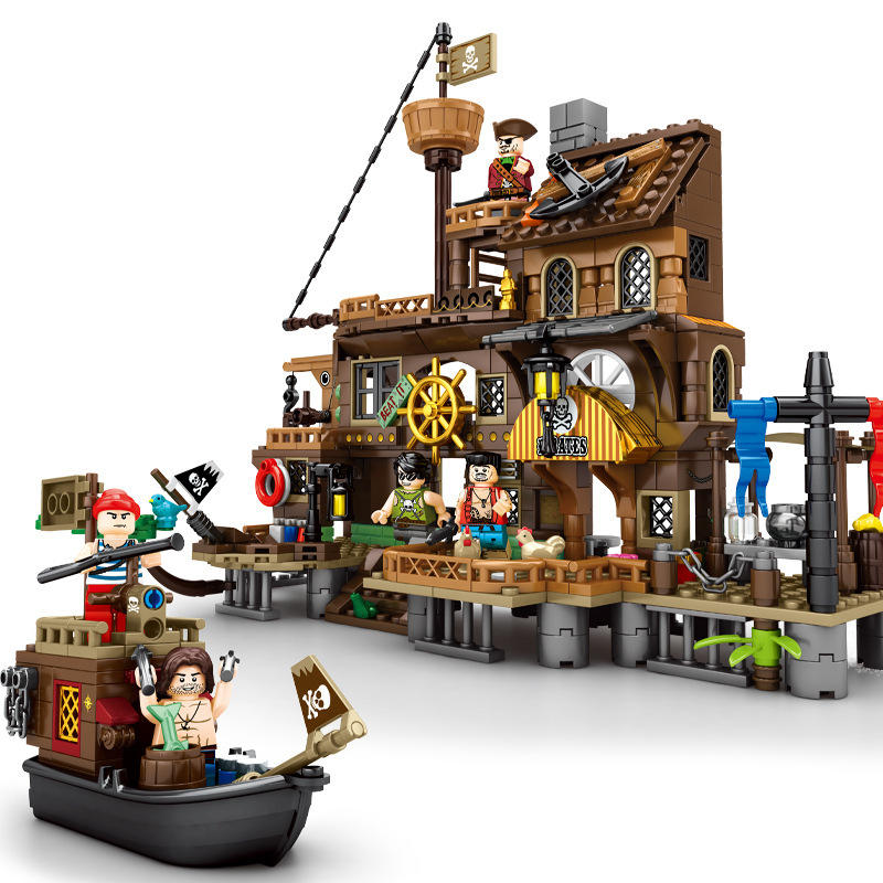 加致积木1547海盗海岛码头拼装场景模型兼容乐高积木儿童益智玩具