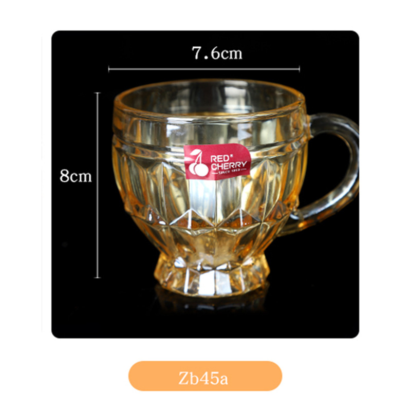 Household Glass Family Heat-Resistant Handle Cup Tea Cup Thickened Glass Handle Colorful Cup Wholesale