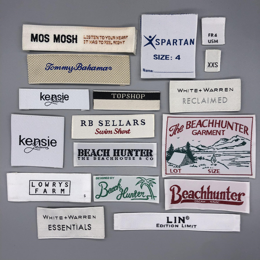 定制高纬密领标织唛 勾机白平服装织标商标免费设计辅料标签唛头