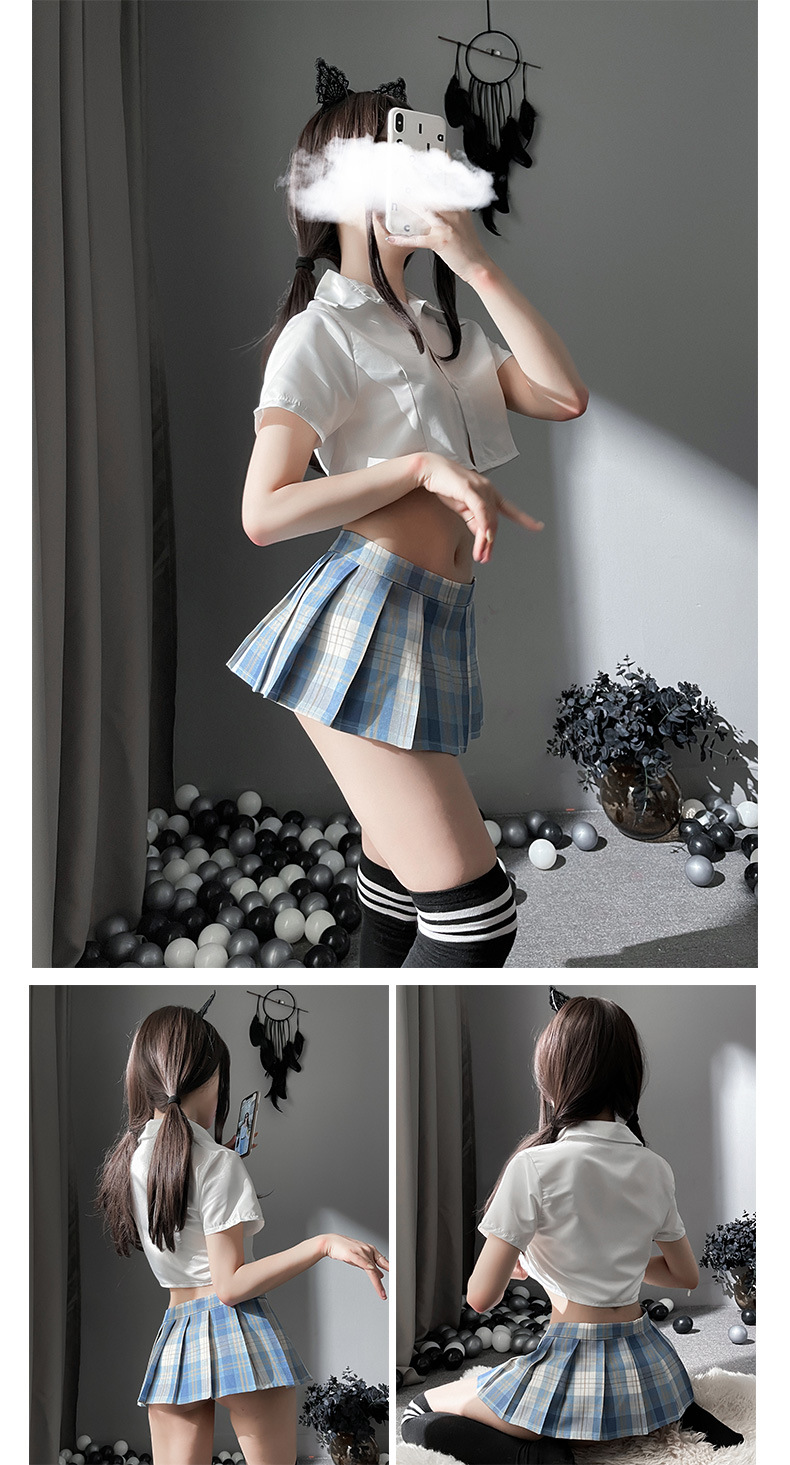 日系jk制服学生套装 情趣角色扮演ol性感短裙白衬衫格裙学生服