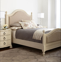 美式轻奢实木双人方床卧室简约1.51.8米象牙白原木公主床大床家具
