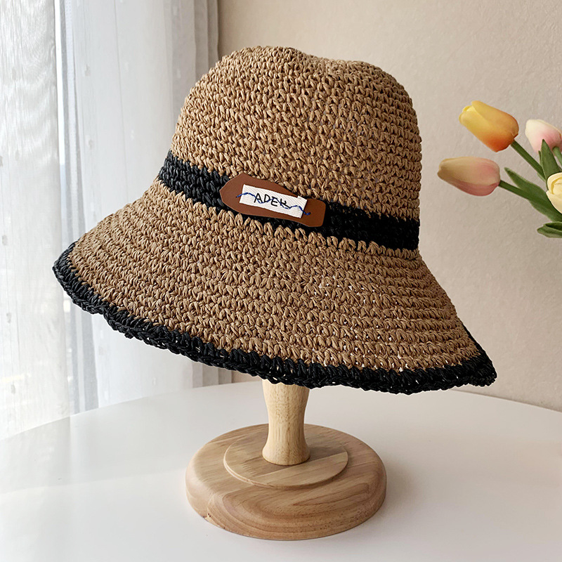 Hat Female Summer Korean Style Hollow Sun Hat Foldable Sun-Proof Vacation Handmade Straw Hat Travel Sun Beach Hat