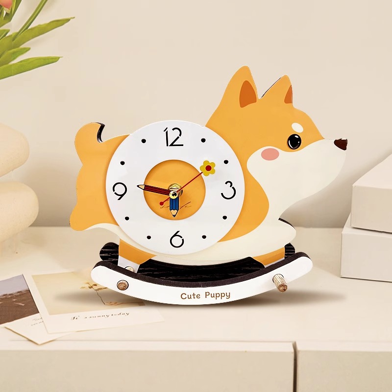 卡通创意钟表摆件摇摆静音时钟玄关柜客厅电视柜书桌桌面座钟摆台