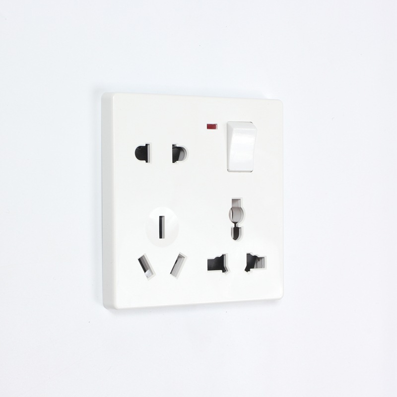 86型暗装白色一开八孔8孔插座二三三极多功能带开关带灯多孔面板