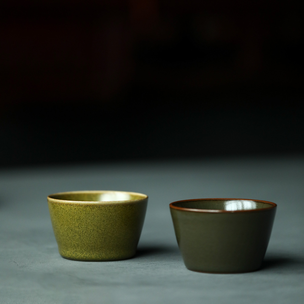 景德镇手工茶叶末釉茶杯大号主人杯绿色陶瓷茶盏纯手工礼物