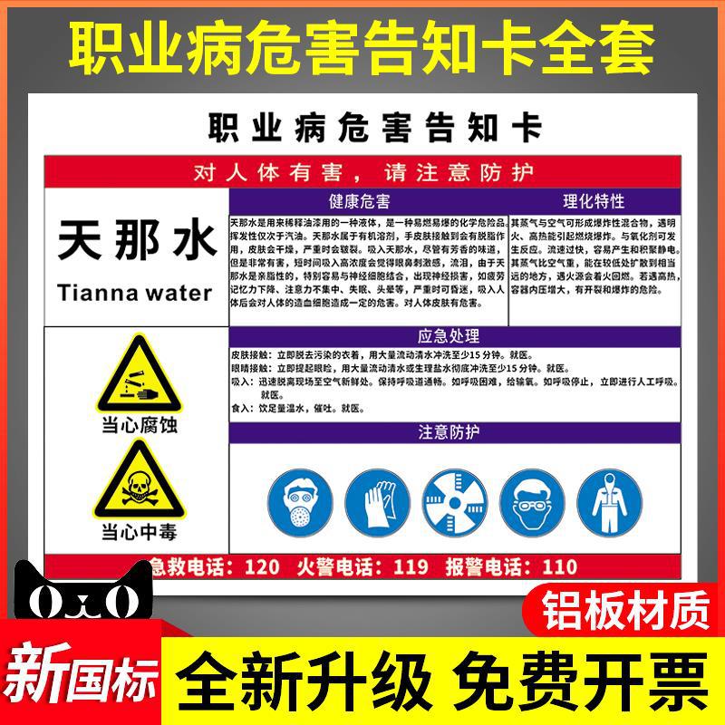 天那水职业病危害告知卡品安全周知卡有毒品标识标志警示牌标