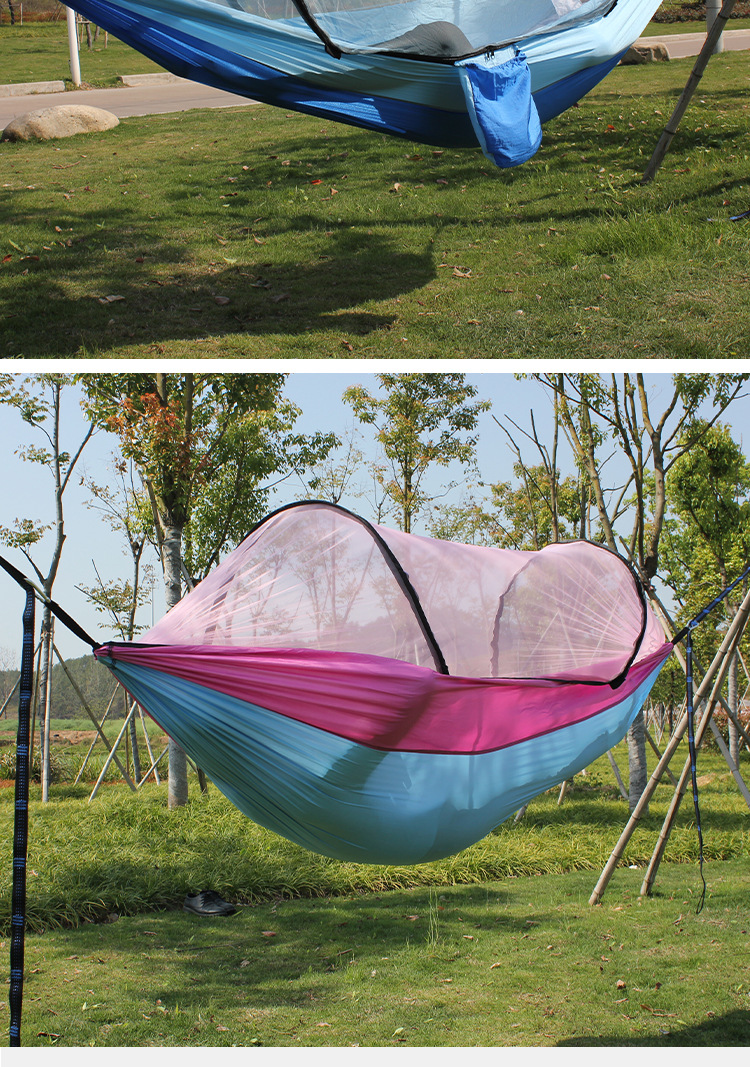 户外降落伞布吊床带蚊帐超轻尼龙双人自动款野营空中帐篷厂家直销