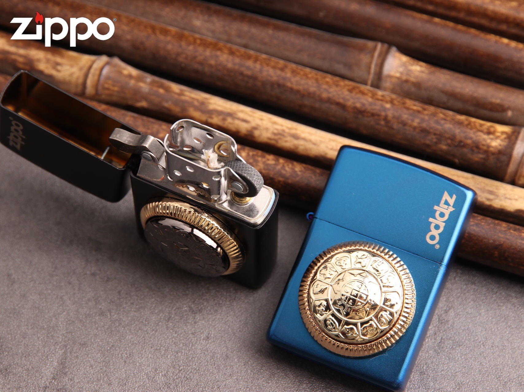 美国zippo芝宝防风煤油打火机 黄铜贴章机十二生肖时来运转男士