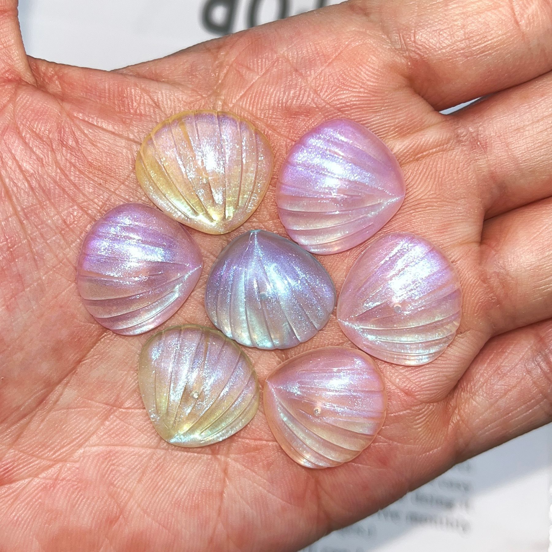 20 X18.5 Colorful Shell Imitation Shell Mermaid Acrylic Beads Hairpin Headdress Pearlescent Starry Ornament Accessories