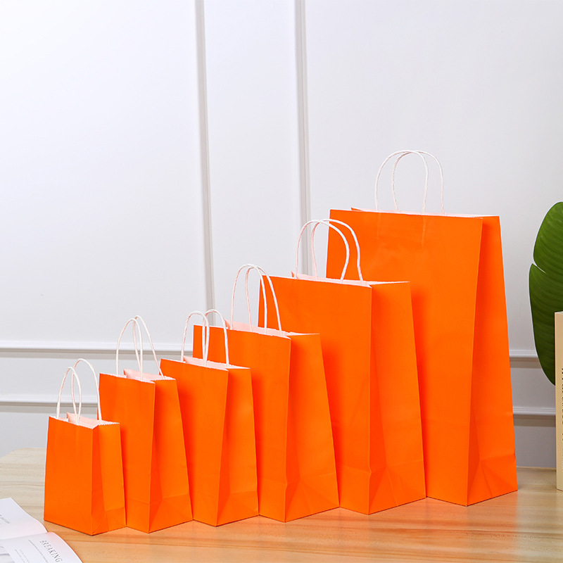 Spot Multi-Color Takeaway Kraft Paper Bag Advertising Gift Packaging Bag Shopping Paper Bag Portable Kraft Paper Bag Printing L