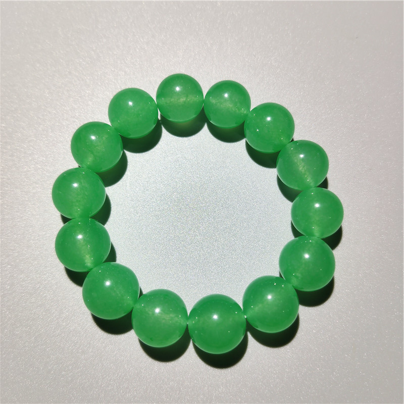 天然绿玛瑙手链祖母绿玉髓绿水晶珠子串珠散珠子单圈手串男女礼物