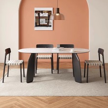 法式北欧全实木餐桌椅2024新款美式中古风侘寂复古网红小户型家具