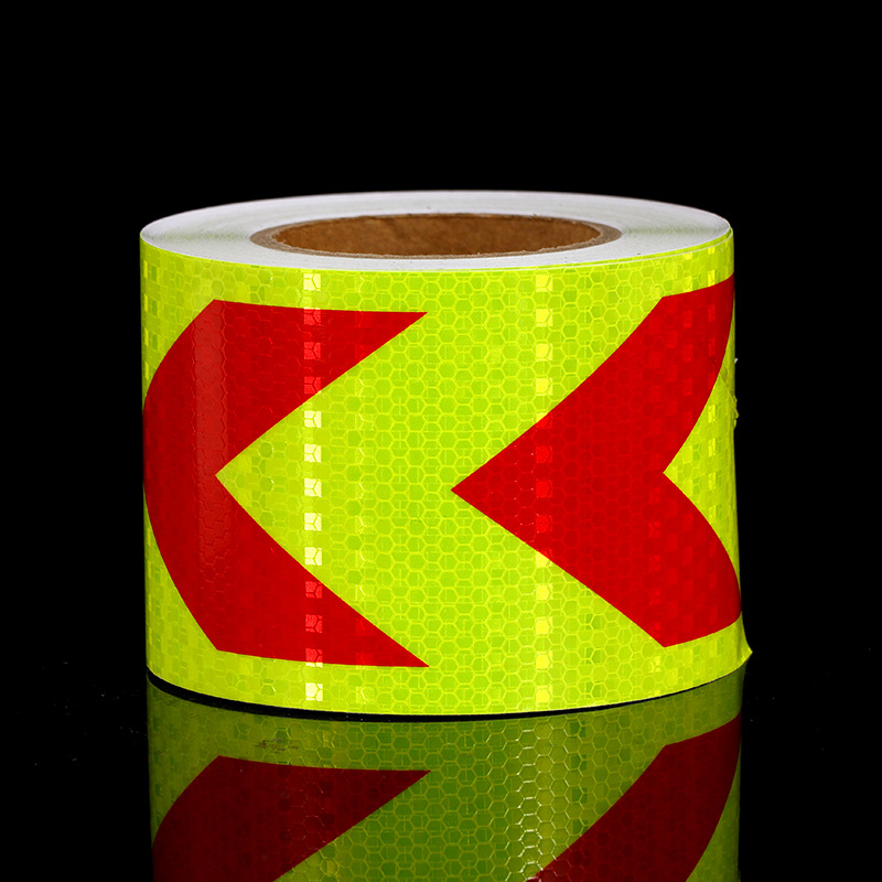 pvc晶格荧光黄10公分*25米红箭头反光胶带贴-阿里巴巴