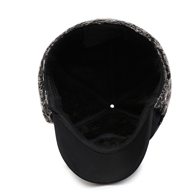 Cold Protection Hat Men's Winter Middle-Aged and Elderly People's Hats Men's Ushanka Fleece-Lined Warm Dad Grandpa Ear Protection Cycling Cotton-Padded Cap