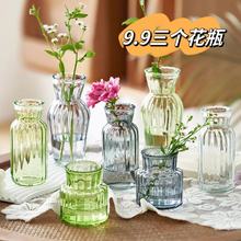 【三件套】ins风迷你玻璃小花瓶水培绿植装饰桌面透明插花器特特