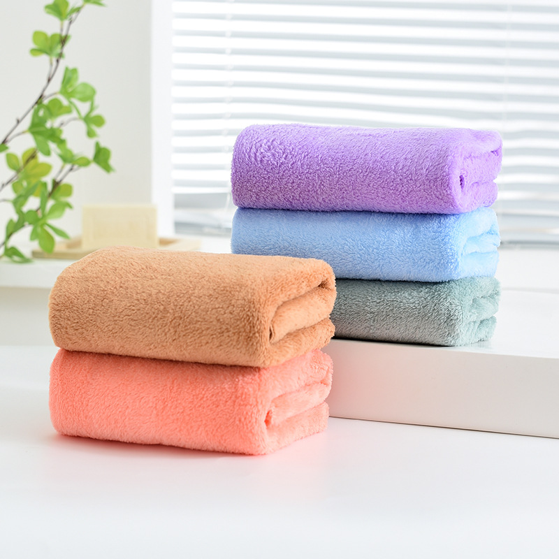 Wholesale Thick Coral Fleece Towel Household Soft Absorbent Coral Fleece Adult Men Women's Bath Quick-Drying Face Cloth