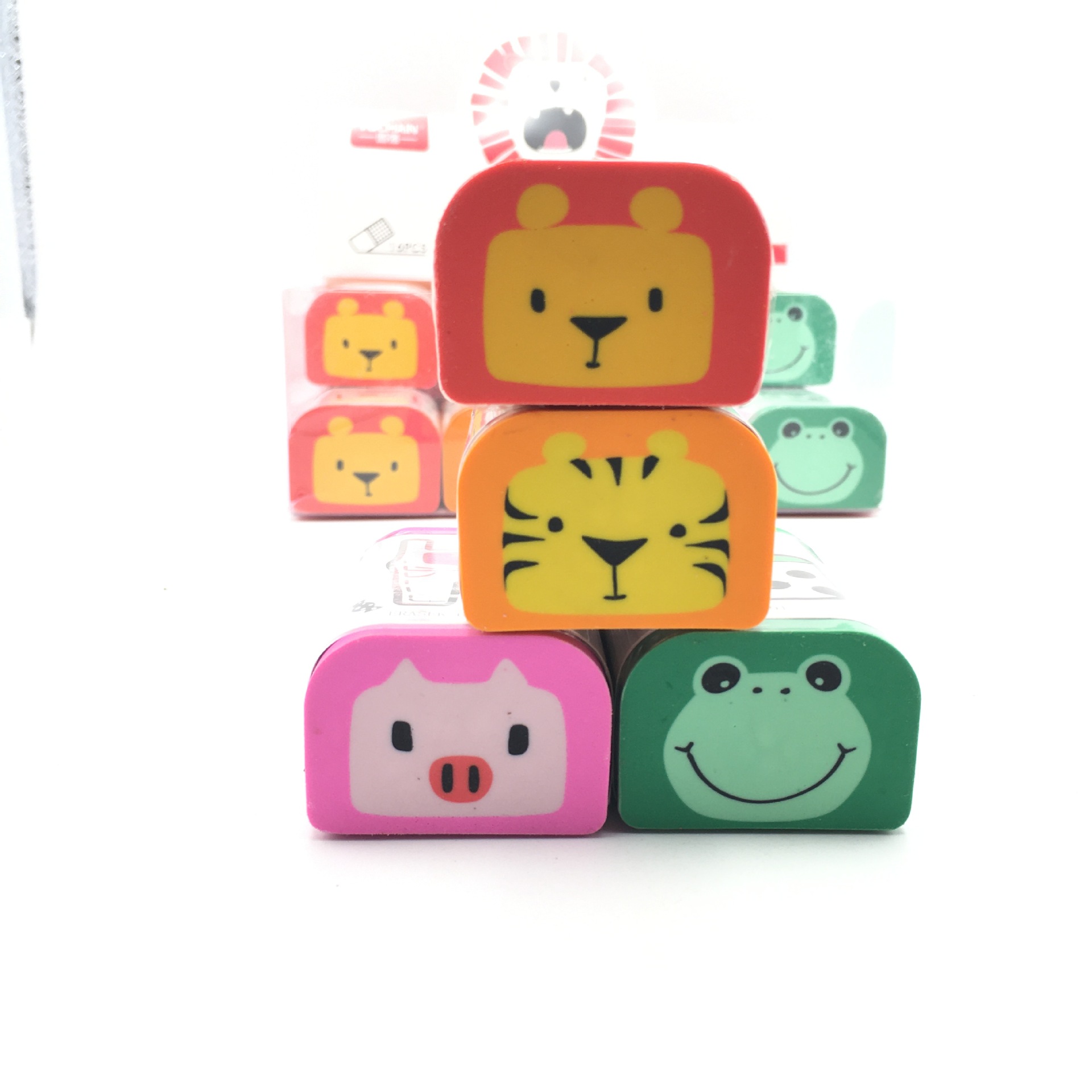 幼儿园迷你橡皮擦礼品可爱萌宠动物联盟老虎青蛙狮子小猪橡皮擦
