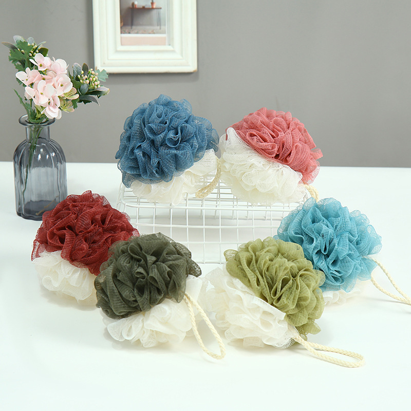 super soft bath creative color matching bath ball foaming two-color bath flower home bath bath supplies bath brush wholesale