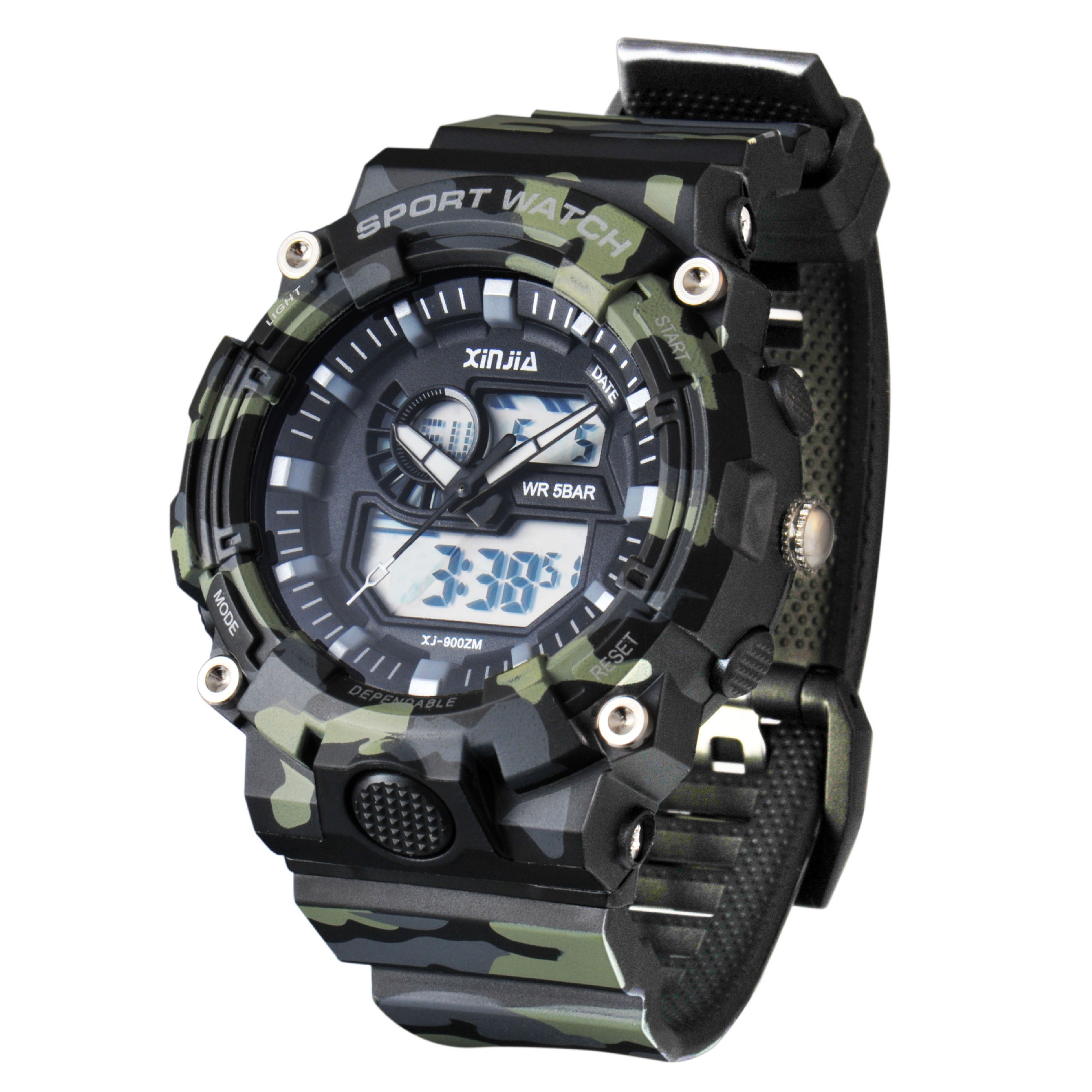 爆款2022年信佳新款电子表防水户外运动迷彩酷炫多功能电子手表男