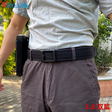3.8加厚可挂枪双层尼龙布腰带百搭休闲户外裤带战术自动扣男皮带