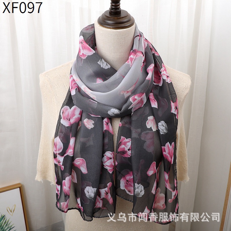 Women's Printed Scarf 155 * 50cm Long Scarf Sunscreen Shawl Decoration Gauze Kerchief Scarf Factory Direct Sales Wholesale