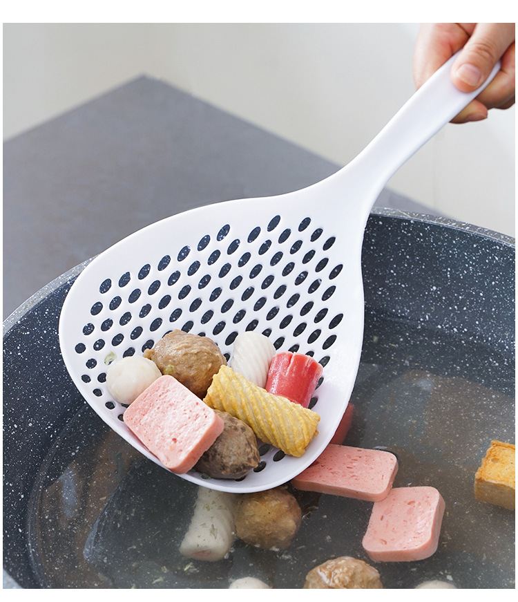 日式家用捞面大漏勺大容量捞勺厨房长柄牢固饺子汤圆沥水笊篱漏网