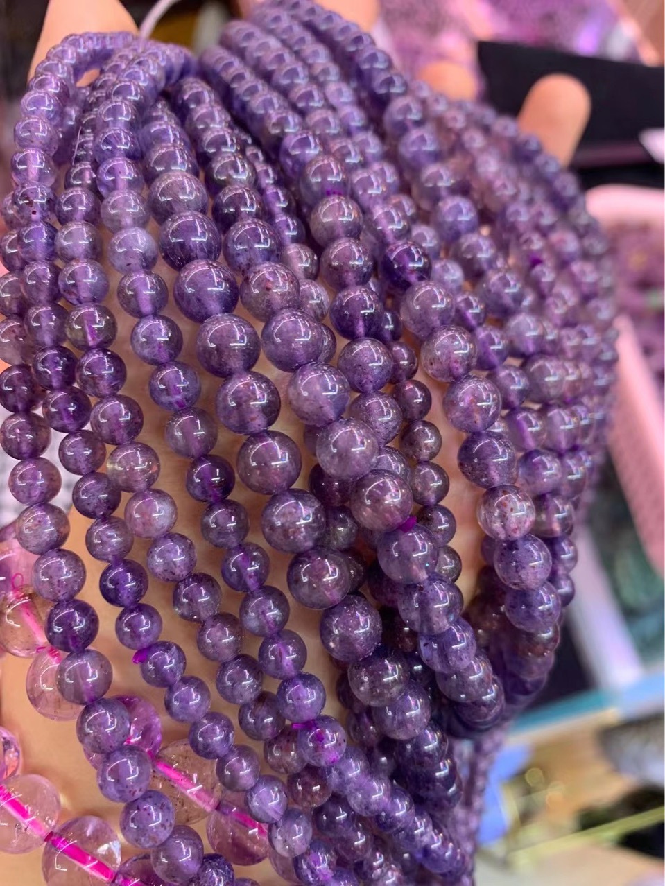 天然血滴堇青石三圈手串透体矿物丰富联系客服挑选大小等级直播中