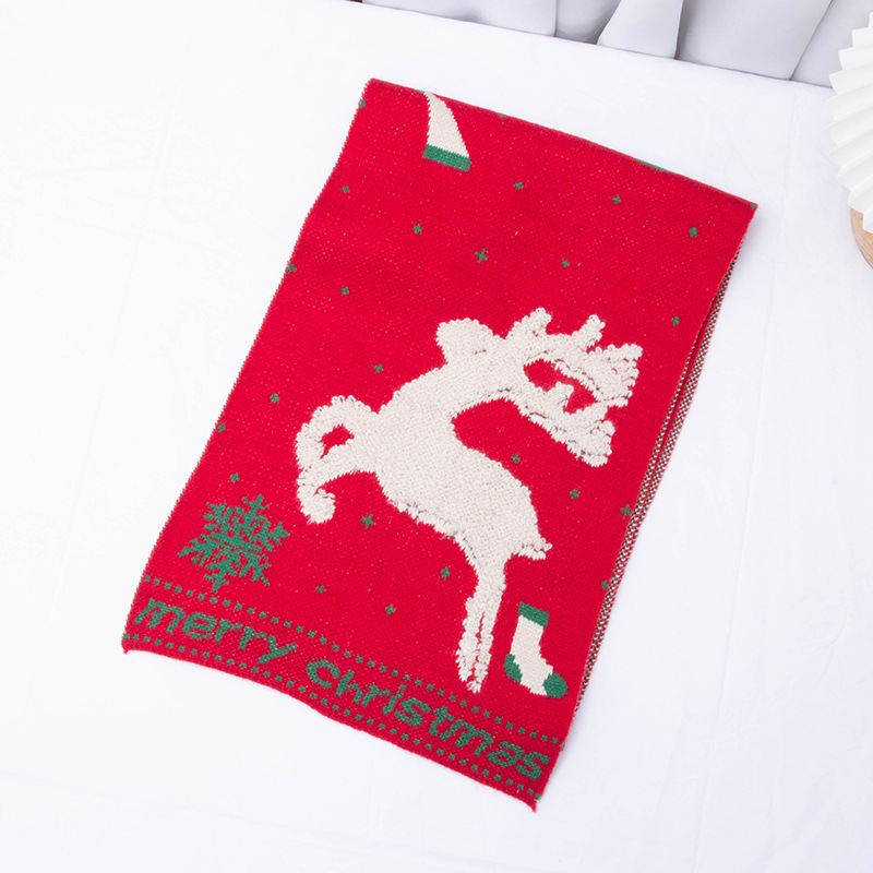 Christmas Deer Scarf Versatile Autumn and Winter Thermal Long Student Scarf Cute Cartoon Elk Red Couple Scarf