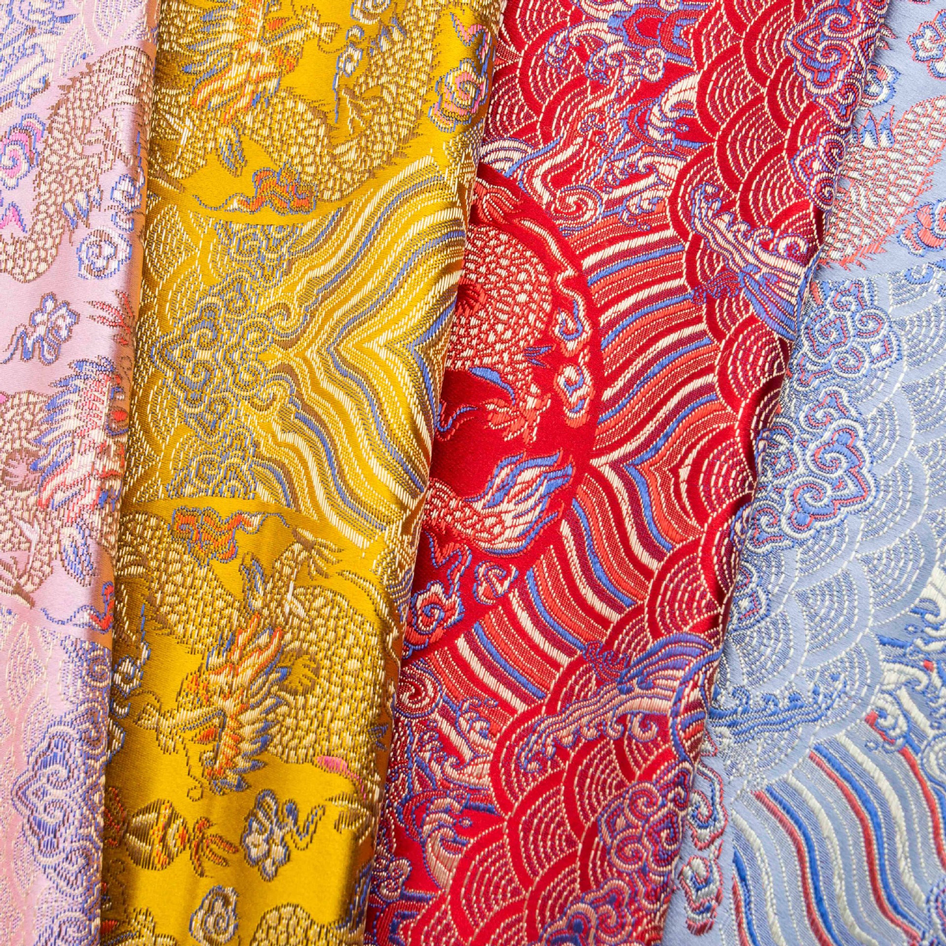 龙纹 海水纹龙团 新中式汉服 织锦缎 拜年服 鞋材箱包 提花面料