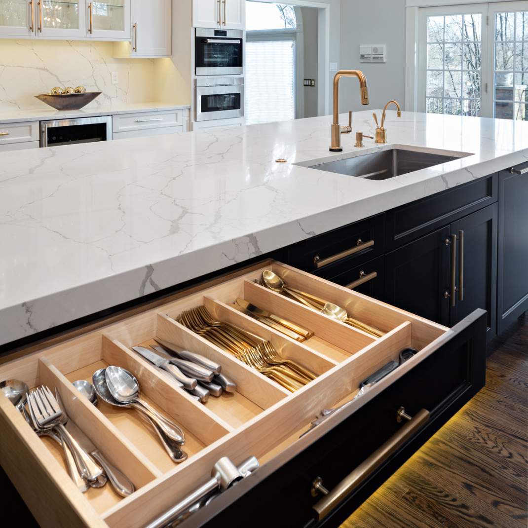 希丹尼诺全屋厨柜整体橱柜开放厨房中岛柜美式轻奢石英石台面