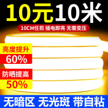 超薄led灯带220v防水超亮自粘线形灯槽家用客厅吊顶COB户外软灯条