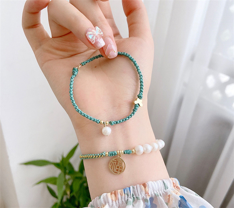 典润珠宝 2021时尚新款淡水珍珠手编绳手串简约清新女款