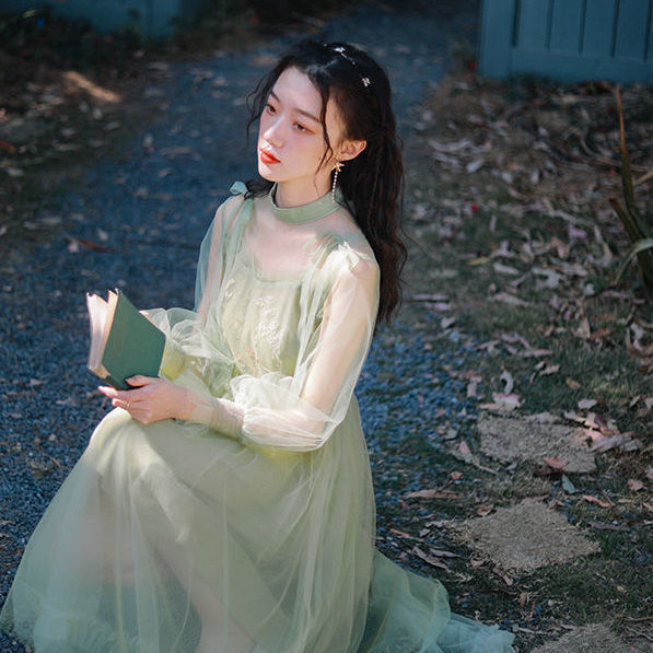 微笑向暖网纱连衣裙仙气超仙森系甜美公主仙女裙夏季年新款