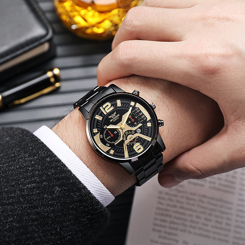 2022 AliExpress New Men's Calendar Steel Watch Foreign Trade Hot-Selling New Arrival Business Watch Spot Batch