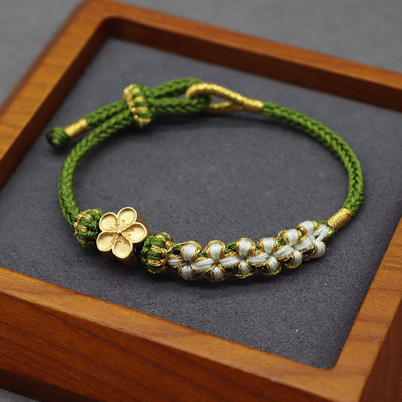 桃花手绳diy材料包自编手链小众设计可穿黄金编织绳情侣礼物批发