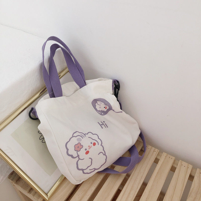 Canvas Bag Customized Wholesale in Stock Student Cute Tote Shoulder Tote Children's Bag Ins Messenger Bag