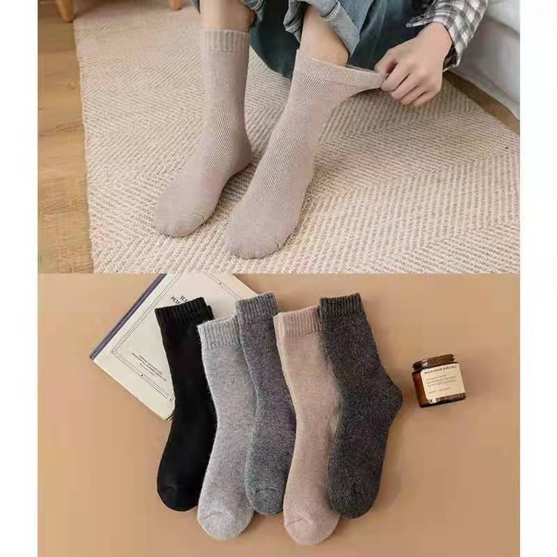 Wool Socks Thick Socks Wholesale Winter Terry-Loop Hosiery Thickened Mid-Calf Length Men's Socks Women's Socks Long Socks 16% Wool Content