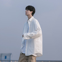 日系cityboy白色衬衫男春季休闲百搭重磅外套潮流工装长袖衬衣