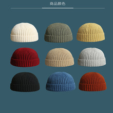 时尚针织棉帽纯色秋冬保暖帽子百搭街头冷帽瓜皮帽男女潮流地主帽