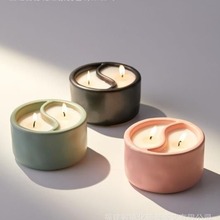 创意莫兰迪风双格香薰陶瓷蜡烛杯大豆蜡香氛蜡烛居家清香空气摆件