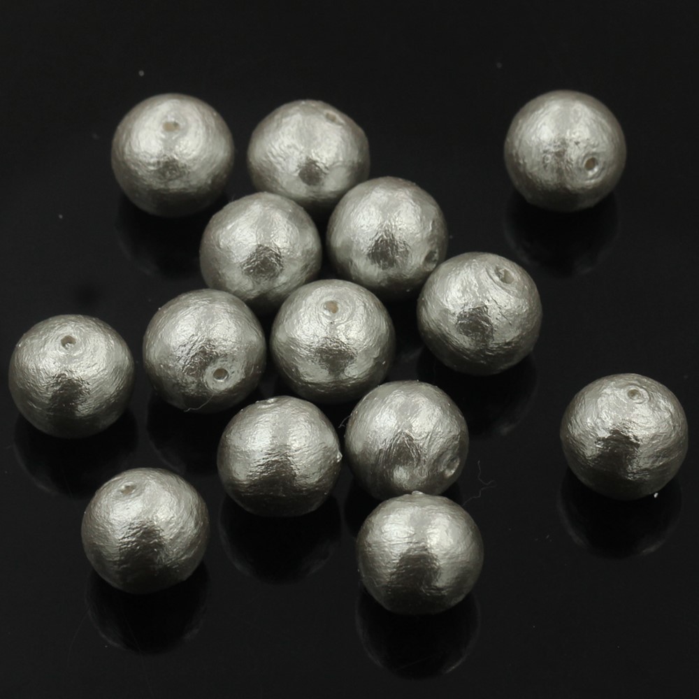 日本经典植物棉花灰色大珍珠通孔半孔串珠耳环耳坠耳钉饰品配件