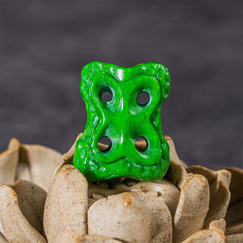 仿虬角绿色驼骨雕刻发财佛手平安扣龟壳跑环diy服装配饰小配件