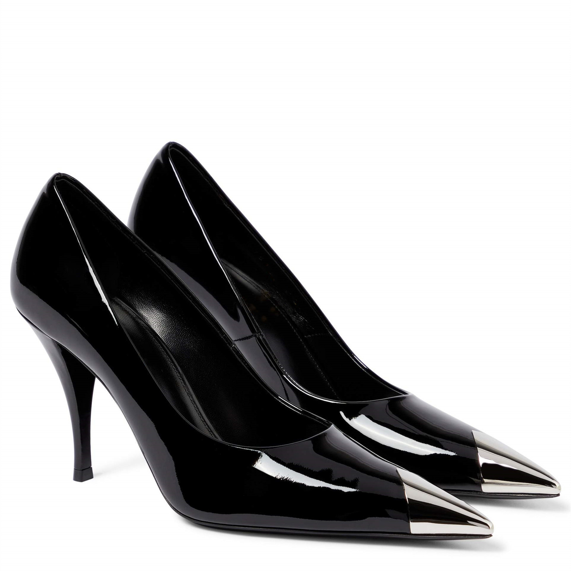 女式时装单鞋女2022年现货尖头铁头漆皮高跟鞋明星同款女鞋pumps