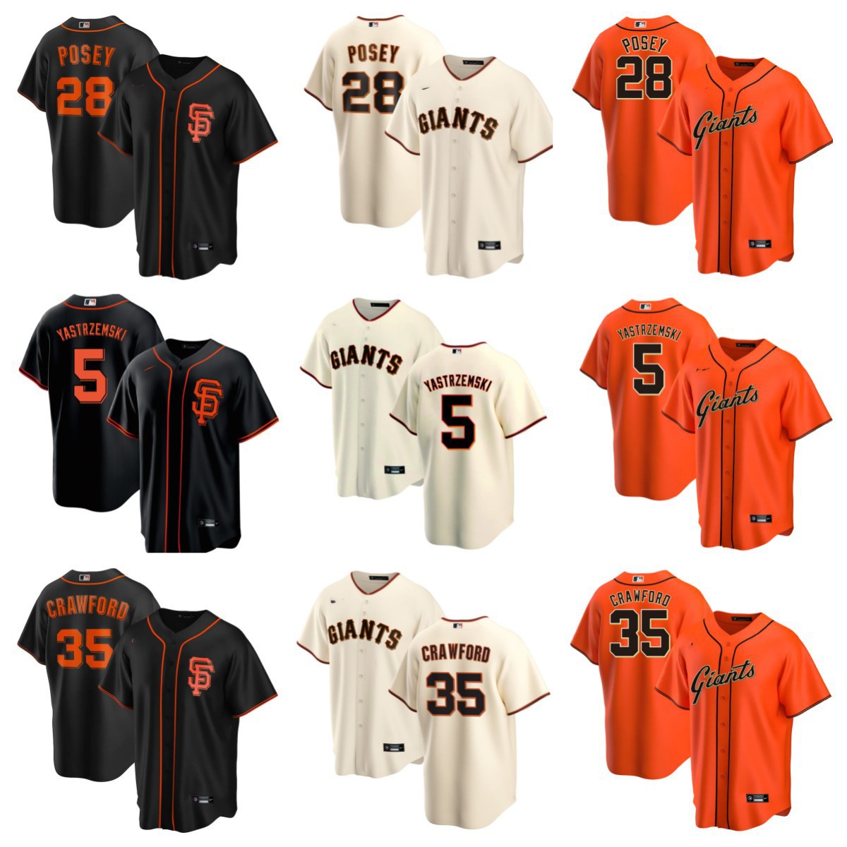 mlb巨人队san francisco posey crawford球衣correa jersey-阿里巴巴
