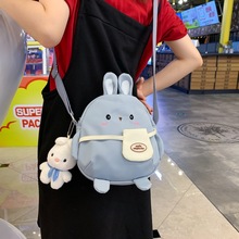可爱卡通兔子单肩包韩版时尚潮小孩斜挎包宝宝休闲帆布单肩儿童包
