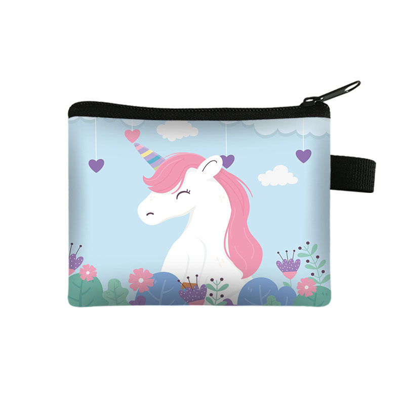 2022 New Unicorn Coin Purse Large Capacity Portable Card Holder Coin Key Storage Bag Polyester Small Square Bag