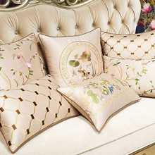 G5PA布一堂新中式沙发抱枕靠垫1057古典绣花靠枕套家用客厅靠背靠